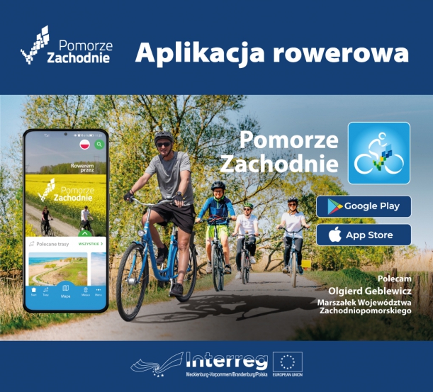 Plakat promujący aplikację rowerową 